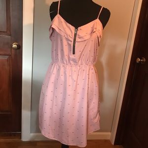 🌸🖤Roxy Pink Dress With Black Bows (L) NWOT 🖤🌸